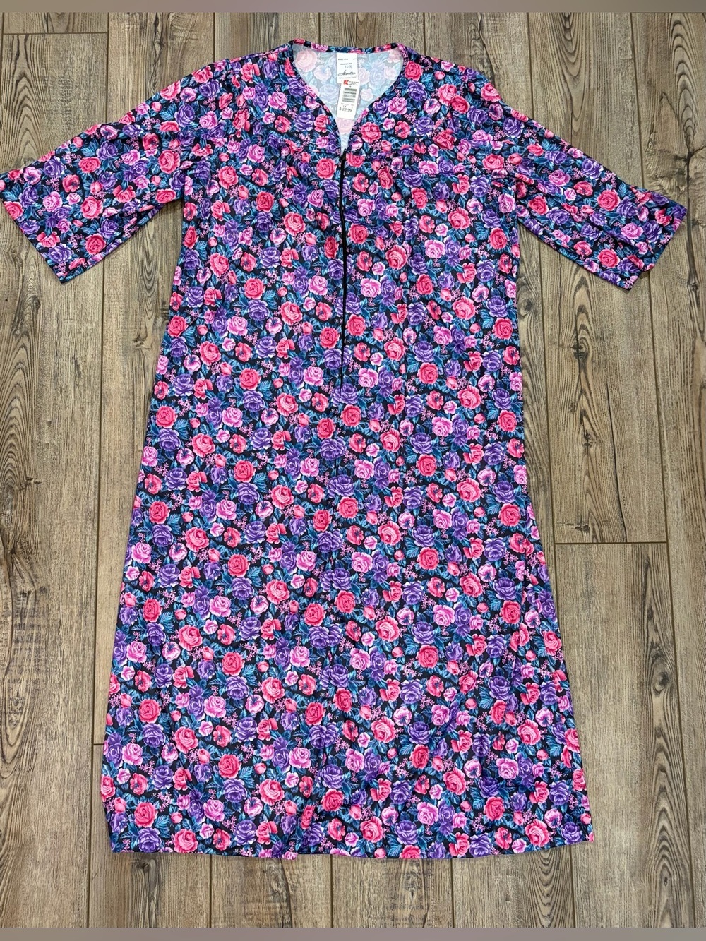 Vintage Hamilton Floral House Dress Zip Front Cottagecore Plus Size 1X XL